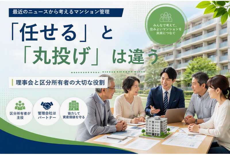 マンション管理における理事会と区分所有者の役割を考えるイメージ