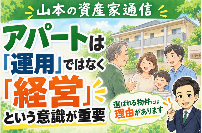 アパートは運用ではなく経営という意識が重要と解説する山本の資産家通信サムネイル